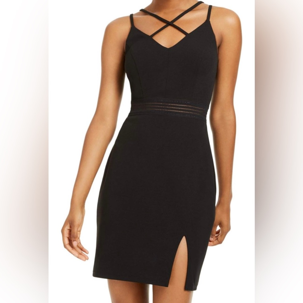 NWT! Jodi Kristopher Crepe V-Neck Spaghetti Strap Bodycon Dress!